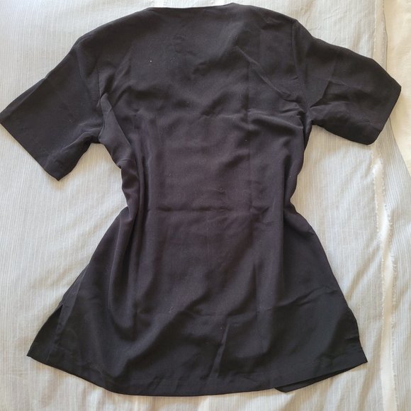 Orvis Button Up Oversized Tunic Short Sleeve Top, Black, Size Small - Picture 3 of 4